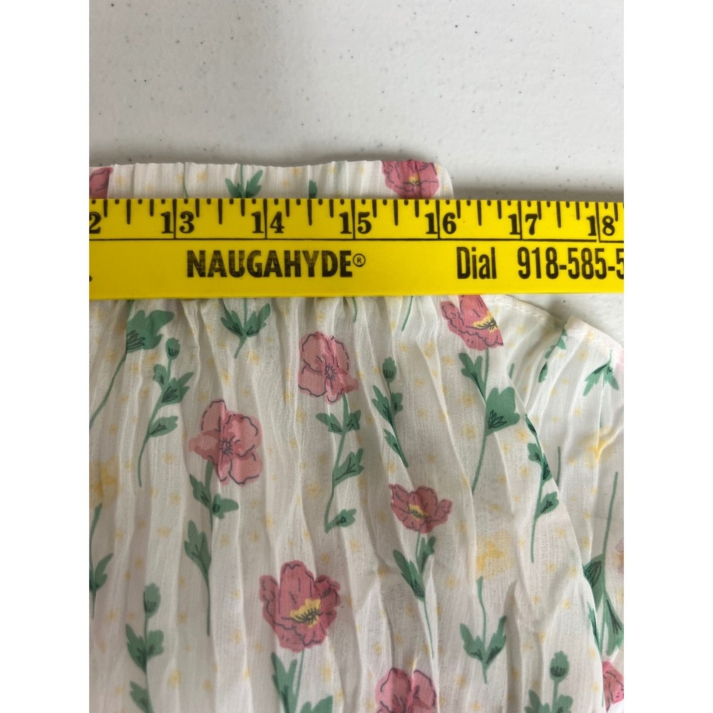 UMGEE Floral Tiered Maxi Skirt Women L White Pink Pleated Lined Chiffon Cottage - Picture 6 of 8